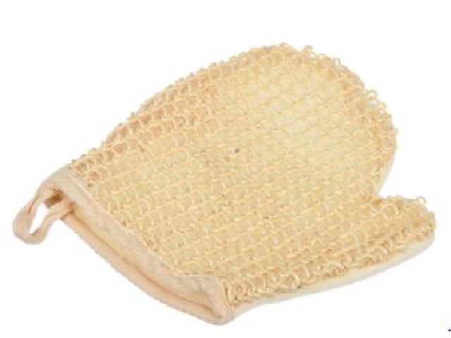 Мочалка из сизаля, варежка с хлопком, 18х20 см, hard, для бани и сауны 